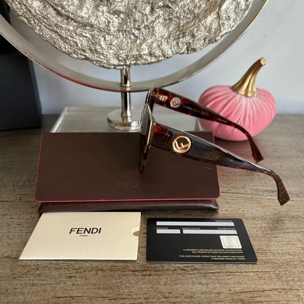 FENDI F is FENDI FF 55mm Havana Cat Eye Sunglasses - Picture 5 of 14